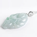 Fortune Jewel Natural Jade Nine Tailed Fox Prosperity Titanium Steel Chain Necklace Pendant