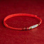 Fortune Jewel 925 Sterling Silver Koi Fish Cinnabar Bead Wealth Handcrafted Braided Bracelet Anklet