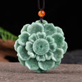 Fortune Jewel Lotus Pattern Jade Luck Prosperity Necklace Pendant
