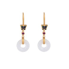 Fortune Jewel FengShui White Jade Butterfly Fortune Earrings