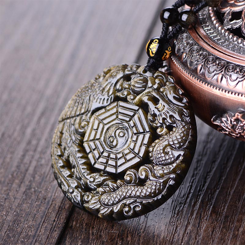 Fortune Jewel Golden Obsidian Healing Energy Necklace Pendant