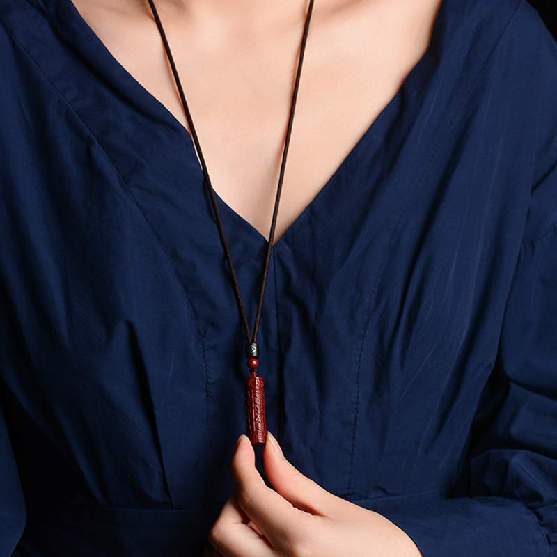 Fortune Jewel Tibetan Cinnabar Mantra Concentration String Necklace