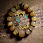 Fortune Jewel Handmade Tibetan Sheep Horn Om Mani Padme Hum Auspiciousness Bracelet