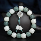 Fortune Jewel White Bodhi Six True Words Protection Bracelet