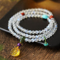 Fortune Jewel 108 Mala Beads Moonstone Amber Lotus Turquoise Crystal Healing Bracelet