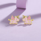 S925 Sterling Silver Rainbow Unicorn Women’s Earrings – Holiday Gift for Christmas & New Year