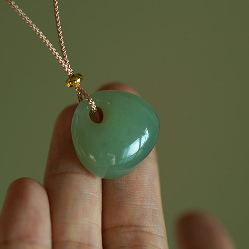 Fortune Jewel Natural Jade Luck Prosperity Necklace Pendant (Random Color)