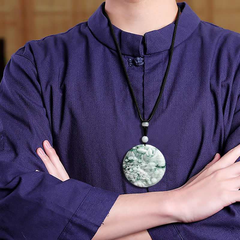 Fortune Jewel Mountain Landscape Jade Abundance String Necklace
