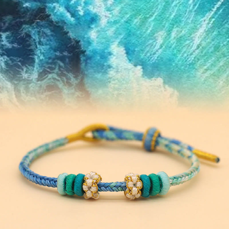 Fortune Jewel Handmade Eight Thread Peace Knot Peach Blossom Knot Luck Rope Braided Bracelet