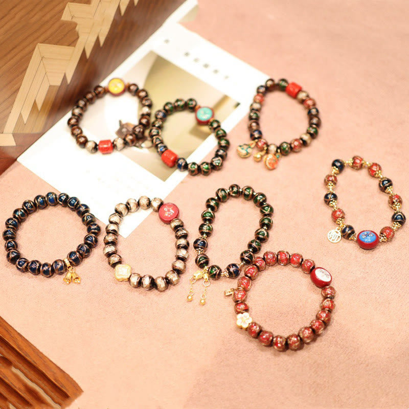 Fortune Jewel Tibetan Gold Swallowing Beast Family Five God Of Wealth Thangka Fortune Bead Bracelet