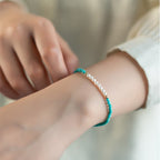 Fortune Jewel 925 Sterling Silver Natural Turquoise Pearl Beaded Bracelet