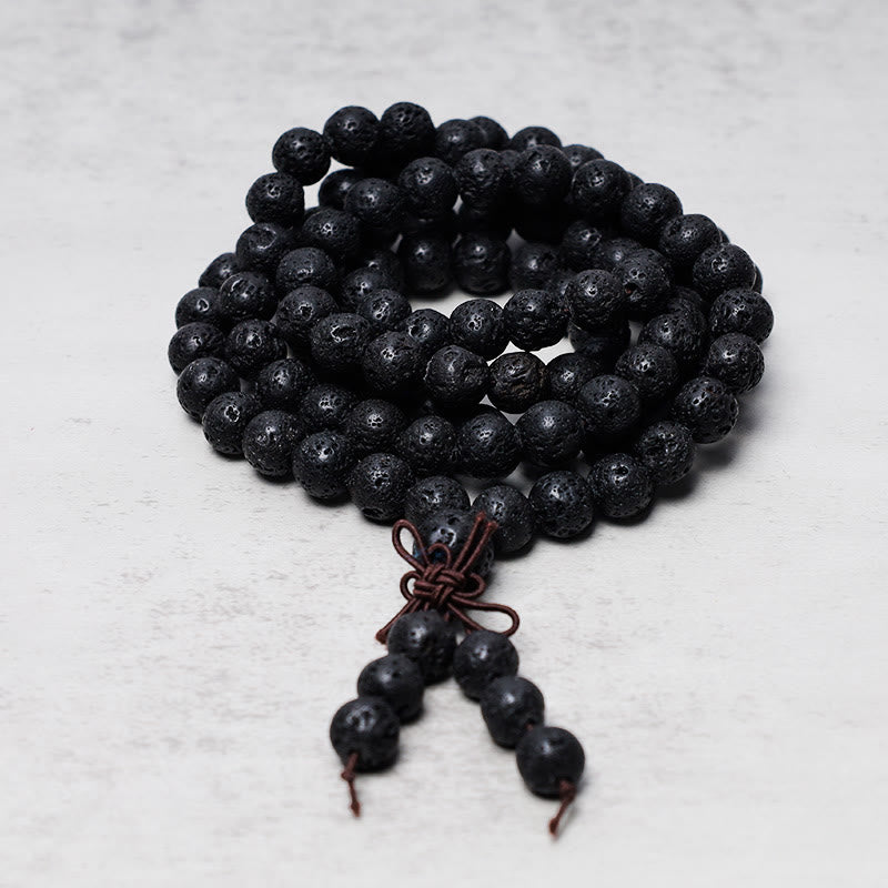Fortune Jewel 108 Natural Lava Rock Beads Prayer Mala Bracelet Necklace