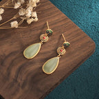 Fortune Jewel FengShui Jade Double Happiness Fortune Earrings