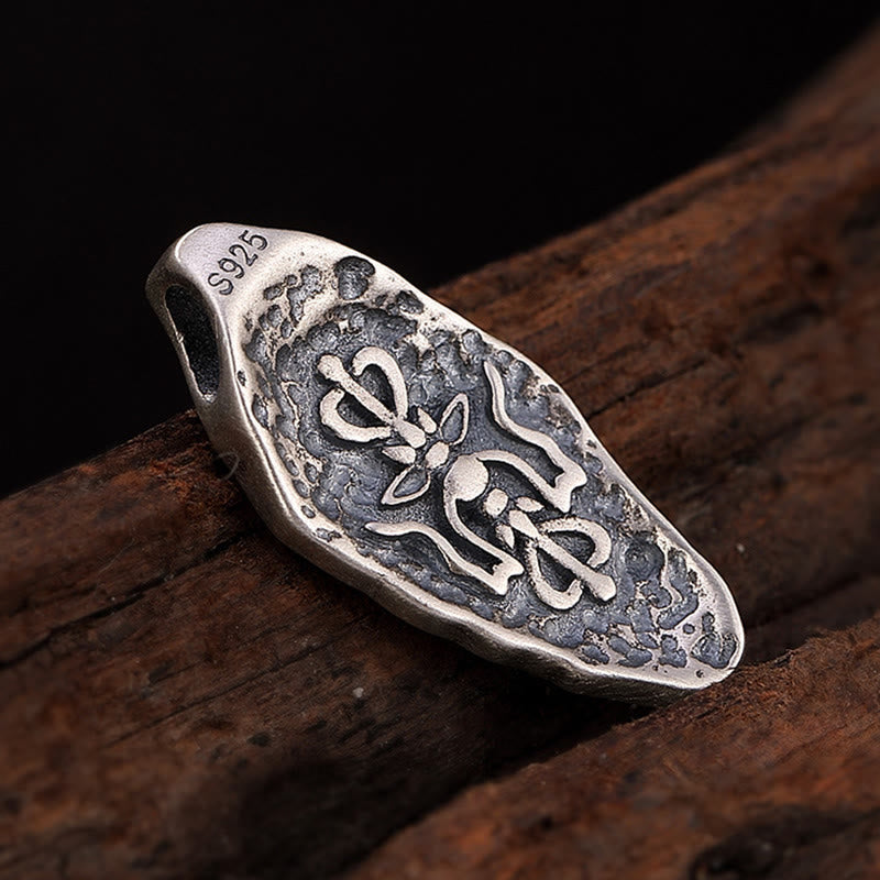 Fortune Jewel Tibetan 925 Sterling Silver Om Mani Padme Hum Dorje Vajra Engraved Strength Necklace Pendant