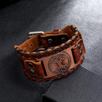 Fortune Jewel Lucky Tree Of Life Balance Leather Bracelet