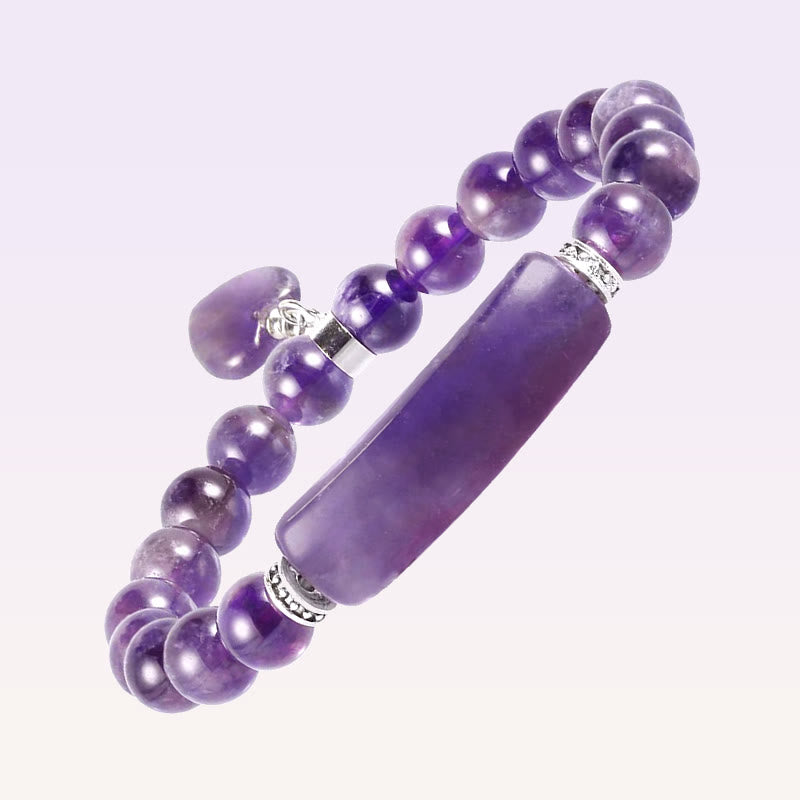 Fortune Jewel Natural Quartz Love Heart Healing Beads Bracelet