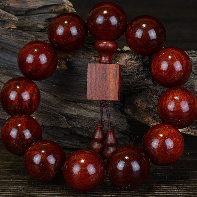 Fortune Jewel Tibetan Small Leaf Red Sandalwood Relaxation Bracelet