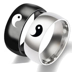 Fortune Jewel Yin Yang Balance Titanium Steel Couple Ring Fortune Jewel
