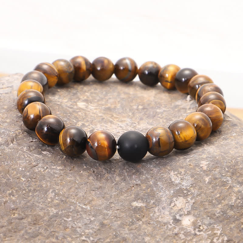 Fortune Jewel 108 Beads Mala Tiger Eye Protection Tassel Bracelet