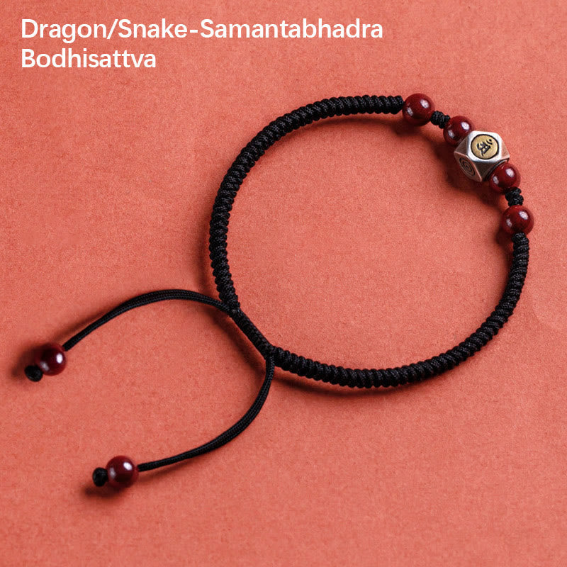 Fortune Jewel 925 Sterling Silver Chinese Zodiac Natal Buddha Cinnabar Calm Bracelet