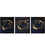 Fortune Jewel Copper Plated Gold Hetian Jade Bead Luck Double Layer Bracelet Bangle