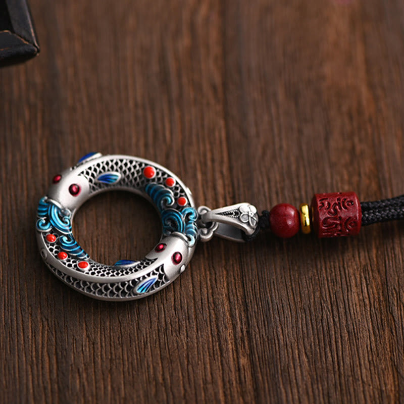 Fortune Jewel Koi Fish Peace Buckle Copper Wealth Luck Necklace Pendant