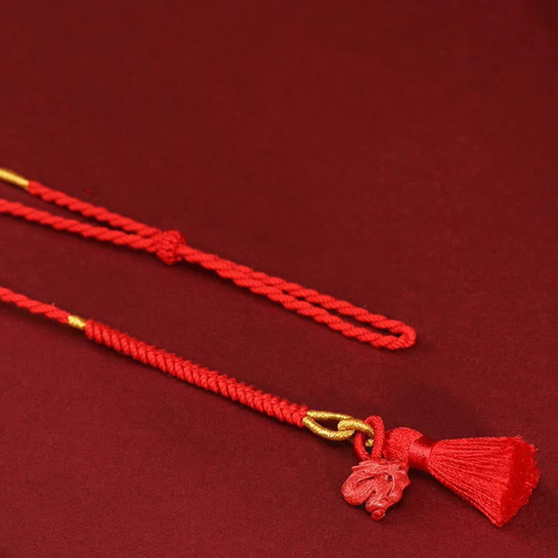 Fortune Jewel Natural Cinnabar Dragon Blessing Red String Belly Chain