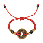Fortune Jewel Copper Coin Fortune Red String Weave Bracelet