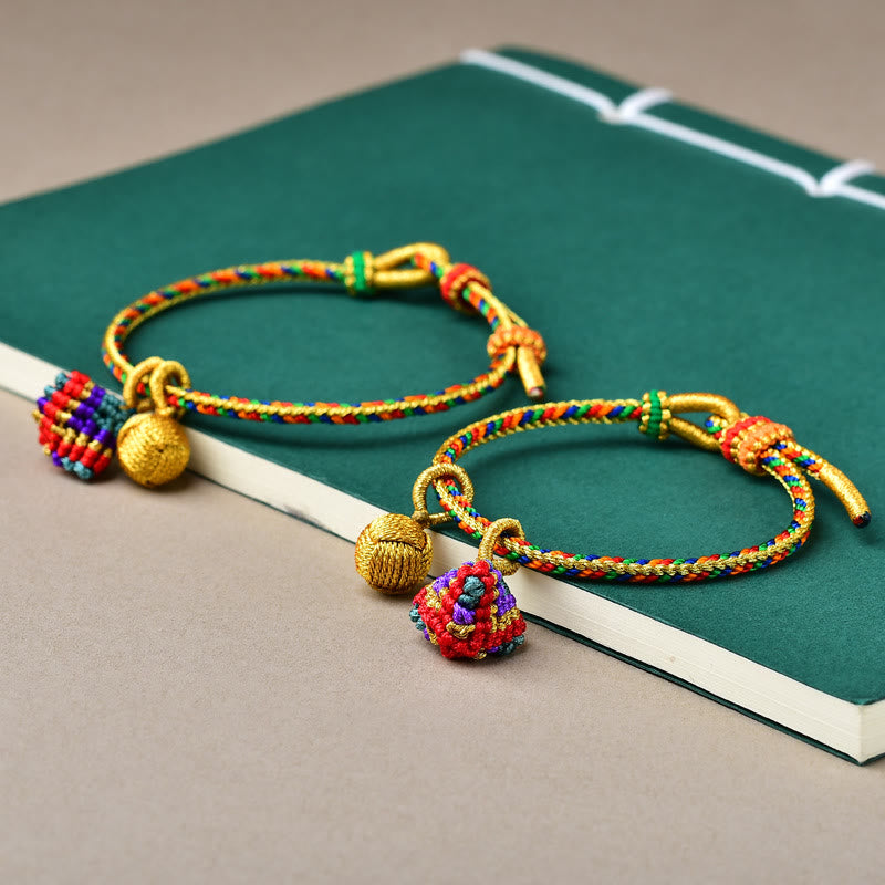 Fortune Jewel Colorful Rope Luck Handmade Zongzi Golden Ball Charm Bracelet