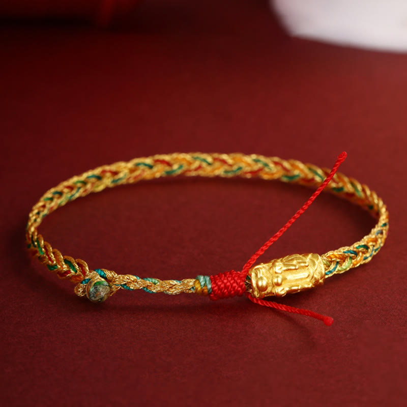 Fortune Jewel Year of the Dragon Handmade Colorful Dragon Carved Success Braided Bracelet