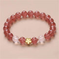 Fortune Jewel Natural Strawberry Quartz Peach Blossom PiXiu Attract Fortune Healing Bracelet