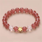 Fortune Jewel Natural Strawberry Quartz Peach Blossom PiXiu Attract Fortune Healing Bracelet