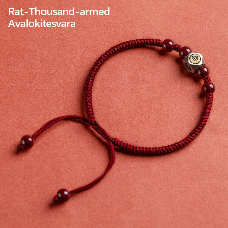 Fortune Jewel 925 Sterling Silver Chinese Zodiac Natal Buddha Cinnabar Calm Bracelet