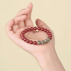 Fortune Jewel 925 Sterling Silver Natural Cinnabar Four Beasts Blessing Bracelet