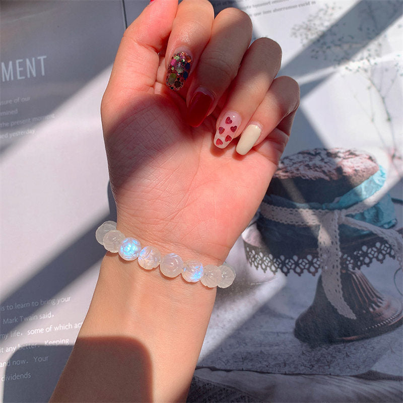 Fortune Jewel Natural Moonstone Lotus Love Bracelet