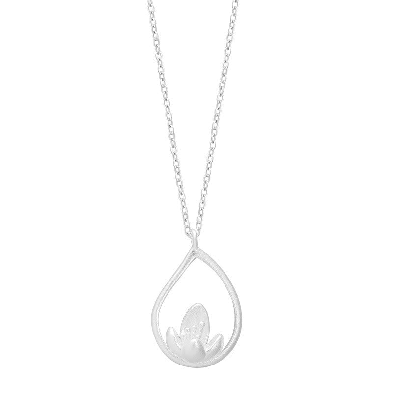 Fortune Jewel 925 Sterling Silver Lotus Flower Floral Enlightenment Necklace Pendant Fortune Jewel