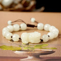 Fortune Jewel Natural Hetian White Jade PiXiu Wealth String Bracelet