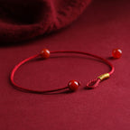 Fortune Jewel Natural Cinnabar Red Agate Blessing Red String Bracelet