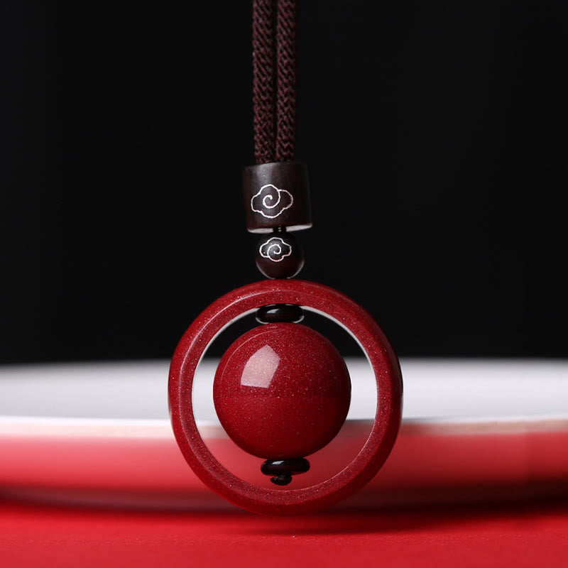 Fortune Jewel Cinnabar Om Mani Padme Hum PiXiu Blessing Lucky Bead Necklace Pendant