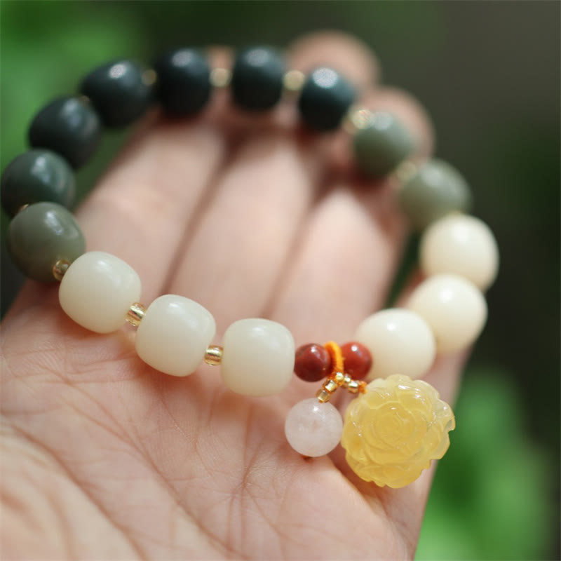 Fortune Jewel Gradient Bodhi Seed Amber Lotus Peace Bracelet