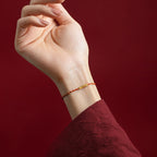 Fortune Jewel 14K Gold Plated Handmade Red Gold Rope King Kong Knot Braided Luck Bracelet
