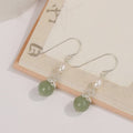 Fortune Jewel 925 Sterling Silver Natural Pearl Jade Wisdom Earrings