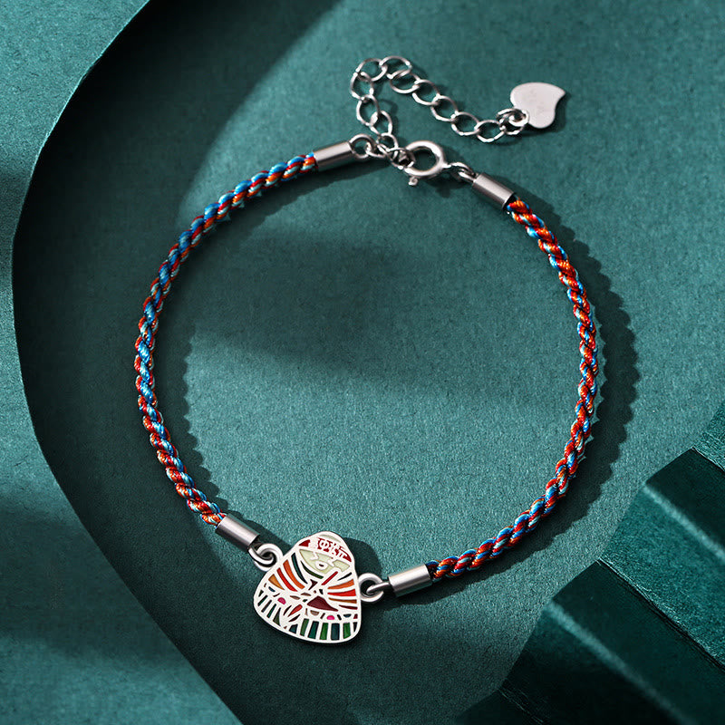 Fortune Jewel 925 Sterling Silver Zongzi Pattern Luck Multicolored Handcrafted Bracelet