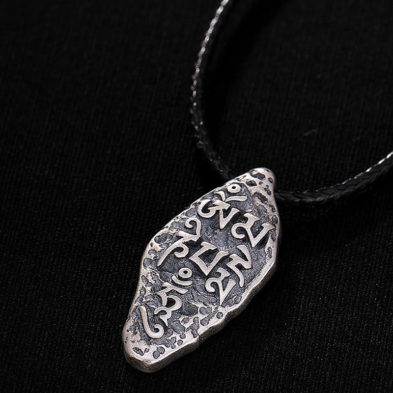Fortune Jewel Tibetan 925 Sterling Silver Om Mani Padme Hum Dorje Vajra Engraved Strength Necklace Pendant