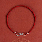 Fortune Jewel 925 Sterling Silver Endless Knot Protection Luck Red String Bracelet Anklet