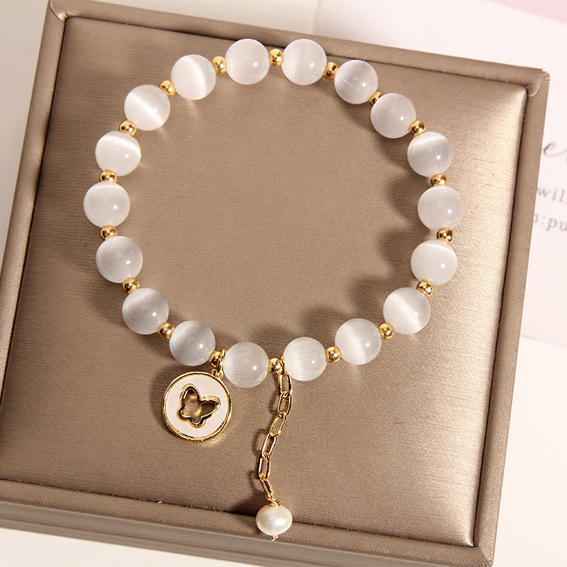Fortune Jewel Cat's Eye Butterfly Charm Love Bracelet