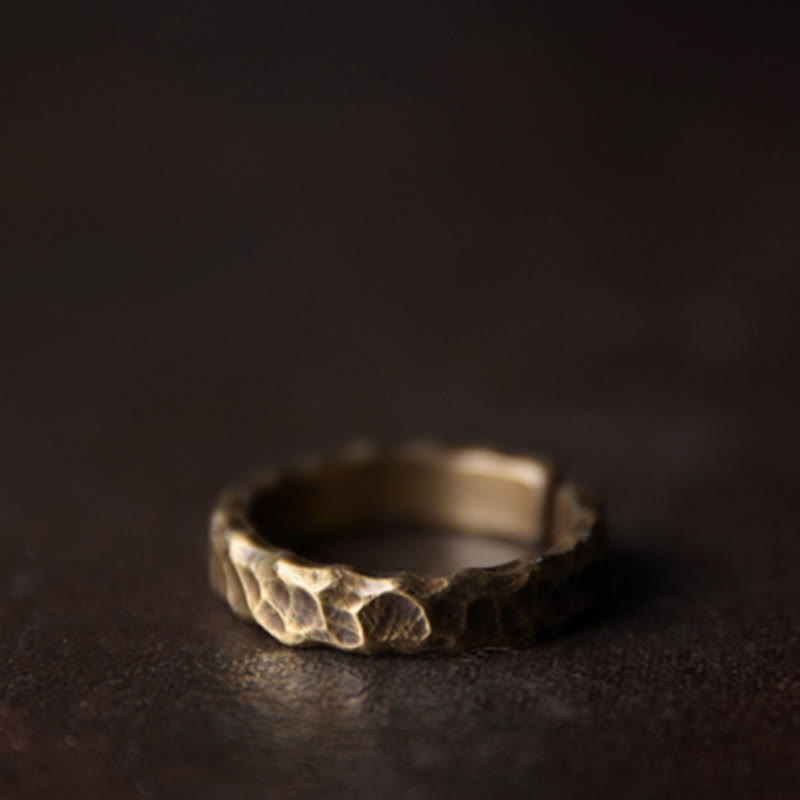 Fortune Jewel Tibetan Bump Texture Design Copper Brass Luck Ring