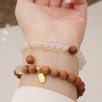 Fortune Jewel Sandalwood Cat's Eye Fu Character Charm Protection Bracelet