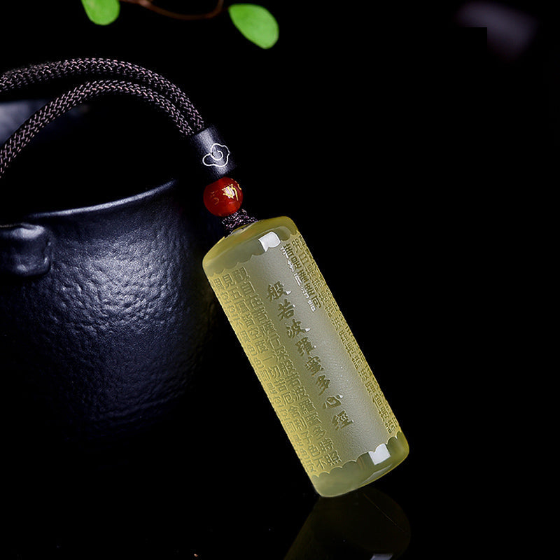 Fortune Jewel Heart Sutra Citrine Happiness Strength Necklace Pendant