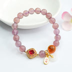 Fortune Jewel Natural Purple Chalcedony Candy Agate Peace Buckle Harmony Lucky Fortune Charm Bracelet